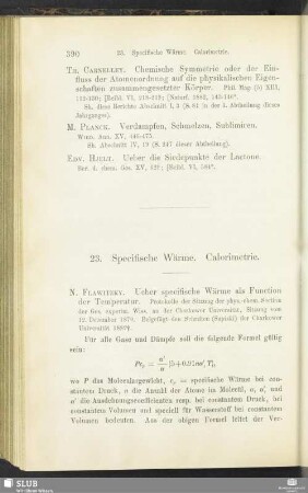 23. Specifische Wärme. Calorimetrie