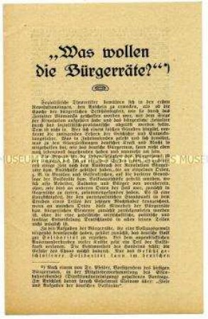 Informationsschrift über die Ziele der Bürgerräte