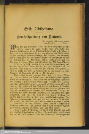 Erste Abtheilung. Ortsbeschreibung von Blasewitz