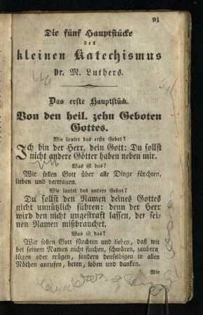 Die fünf Hauptstücke des kleinen Katechismus Dr. M. Luthers
