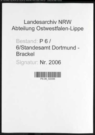 Sterberegister Standesamt Dortmund-Brackel (VI)