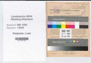 Entnazifizierung Luise Kleigrewe, geb. 01.12.1902 (Postassistentin)