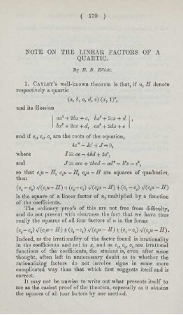 Note on the linear factors of a quartic.