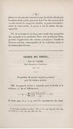 Théorie des indices.