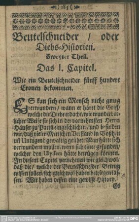 Beutelschneider, oder Diebs-Historien. Zweyter Theil