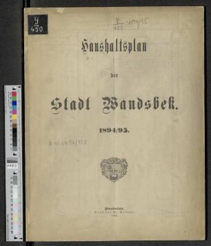 1894/95: Haushaltsplan der Stadt Wandsbek