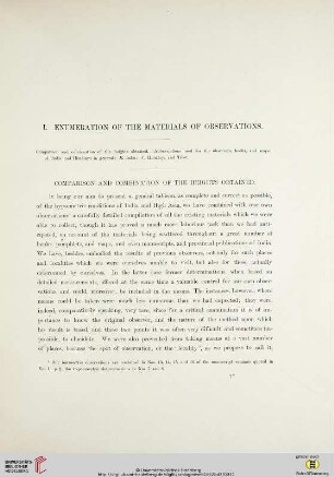 I. Enumeration of the Materials of Observation