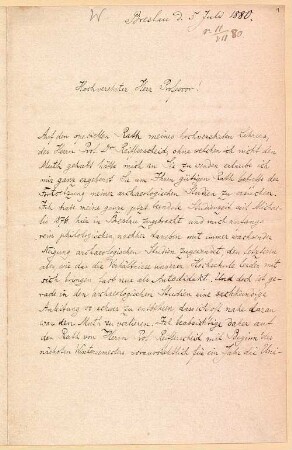 Heinrich Brunn (1822 - 1894) Nachlass: Briefe und Karten von Georg Wissowa an Heinrich von Brunn - BSB Brunniana 3. Wissowa, Georg