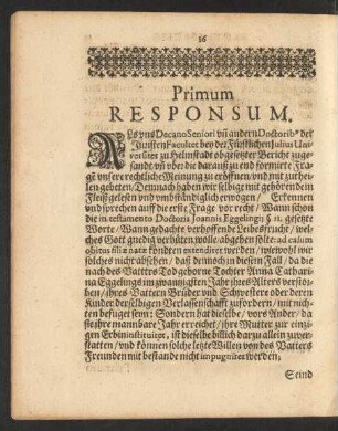 Primum Responsum.
