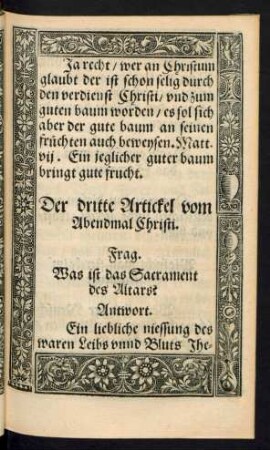 Der dritte Artickel vom Abendmal Christi.