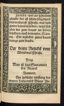 Der dritte Artickel vom Abendmal Christi.