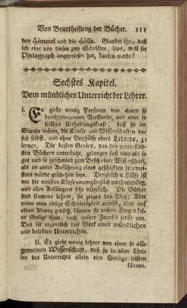 Sechstes Kapitel. Vom mündlichen Unterricht der Lehrer.
