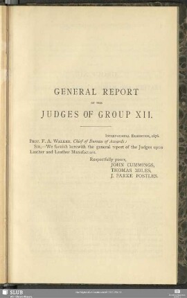 General Report Of The Judges Of Group XII.