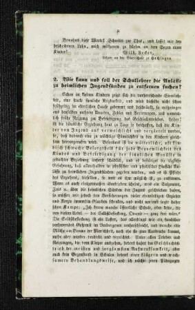 Wie kann und soll der Schullehrer die Anlässe zu heimlichen Jugendsünden zu entfernen suchen?