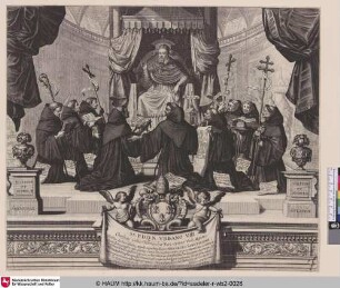 [Papst Urban VIII. auf einem Thron, umgeben von Geistlichen]