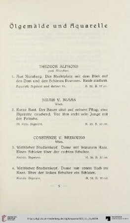 Ölgemälde und Aquarelle (Nr. 1-53)