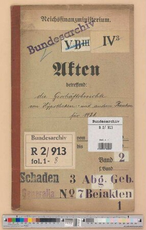 Kriegsschäden der Hypothekenbanken in den an Polen abgetretenen Gebieten.- Geschäftsberichte: Bd. 2