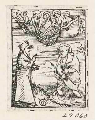 Wunderbarer Fischzug, Blatt 45 aus: "Postilla Guillermi super Epistolas et Euangelia", Basel 1515