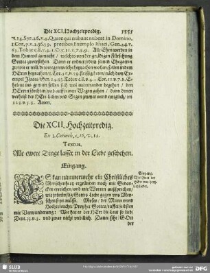 Die XCII. Hochzeitpredig. Ex 1.Corinth.c.16.v.14