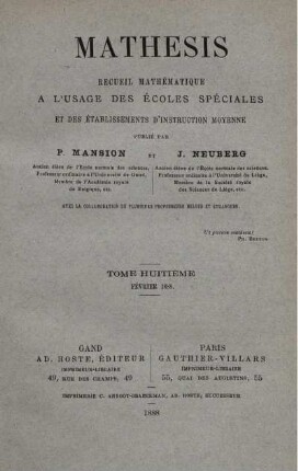 TOME HUITIÉME. FÉVRIER 1888.