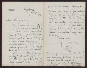 Schreiben an Hermann Muthesius (Brief)