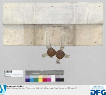 Cristoff von Lentterßheim der Ältere zu Altenmuer erläutert den Kaufbrief über das Dörflein Bernhoff bei Hohenstein vom 2. April 1536 für Bürgermeister und Rat der Stadt Nürnberg noch durch Aufführung der Reichnisse aus den Höfen und dem Seldengütlein, sowie ihrer derzeitigen Inhaber. - Siegler: der Aussteller und Wolff von Lenterßheim zu Altenmuer.