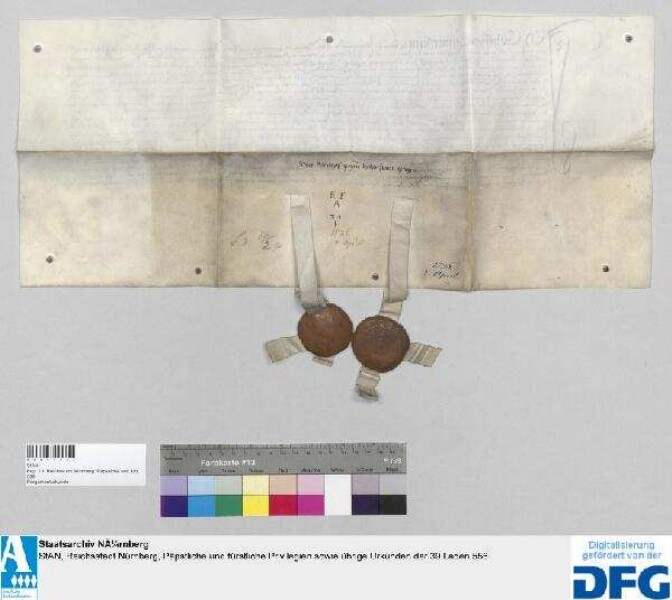 Cristoff von Lentterßheim der Ältere zu Altenmuer erläutert den Kaufbrief über das Dörflein Bernhoff bei Hohenstein vom 2. April 1536 für Bürgermeister und Rat der Stadt Nürnberg noch durch Aufführung der Reichnisse aus den Höfen und dem Seldengütlein, sowie ihrer derzeitigen Inhaber. - Siegler: der Aussteller und Wolff von Lenterßheim zu Altenmuer.
