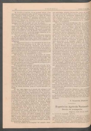Exposición agrícola nacional. : Sección de propaganda.