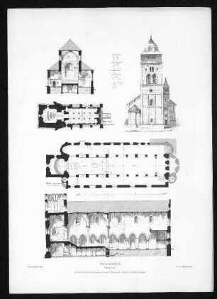 Oberstenfeld. Stiftskirche. Ansichten, Grundrisse.