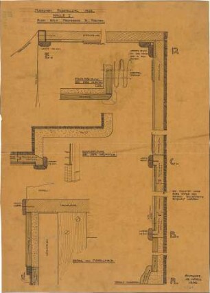 Fischer, Theodor; München, Ausstellungspark Theresienhöhe; Ausstellungsgestaltung Raum Prof. Fischer - Halle I. (Details)