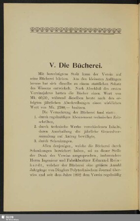 V. Die Bücherei