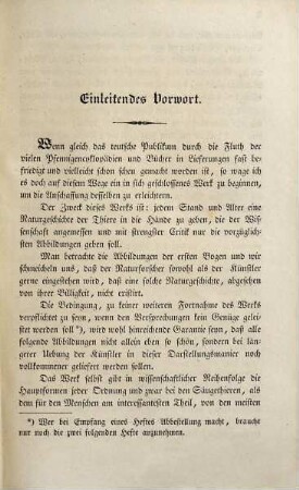 Das Thierreich in seinen Hauptformen systematisch beschrieben, 1. Naturgeschichte des Menschen und der Säugethiere