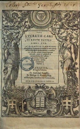 De rerum natura Titi Lucretii Cari de rerum natura libri sex