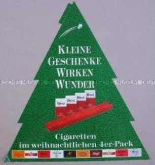 Werbeaufkleber für "Peter Stuyvesant, John Players Special, R6, West,West Lights, Reval, Davidoff, R1, Roth-Händle und Ernte 23"-Zigaretten