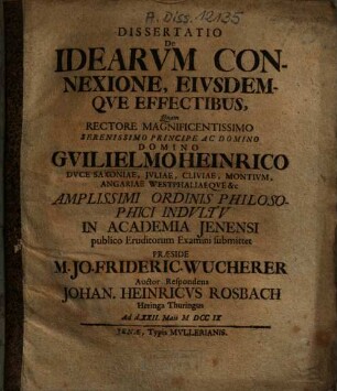 Dissertatio De Idearum Connexione, Eiusdemque Effectibus