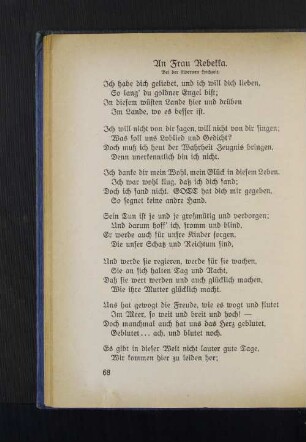 An Frau Rebekka.