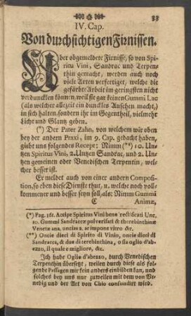 IV. Cap. Von durchsichtigen Firnissen