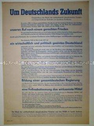 Maueranschlag mit Entschließung des Blocks der antifaschistischen Parteien Sachsens zur Londoner Konferenz