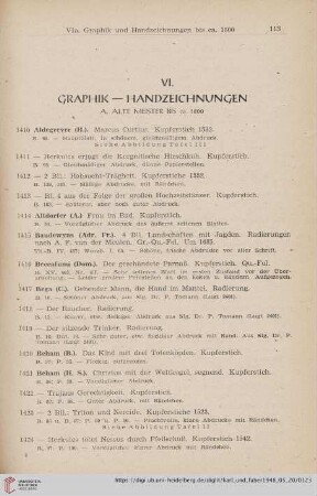VI. Graphik - Handzeichnungen (Nr.1410-1822)