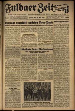 Ausgabe vom Freitag, den 20. Mai 1938.