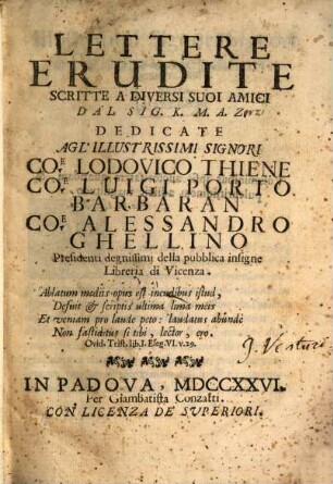 Lettere erudite scritte a diversi suoi amici