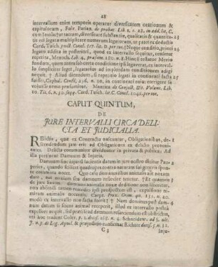 Caput Quintum, De Jure Intervalli Circa Delicta Et Judicialia.