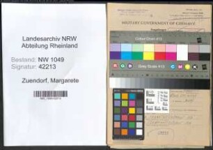 Entnazifizierung Margarete Zuendorf , geb. 12.06.1899 (Werkmeisterin)