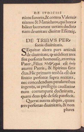De Tribus Personis divinitatis.