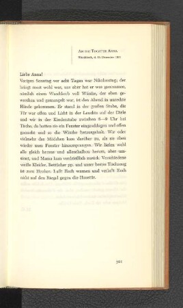 An die Tochter Anna Wandsbeck, den 15. Dezember 1801