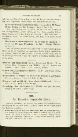Zur Recension eingesandte Bücher