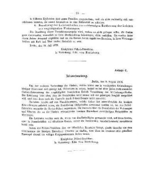 Anlage C. Bekanntmachung des Polizei-Präsidiums vom 8. August 1873