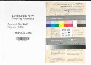 Entnazifizierung Josef Tenbrueck , geb. 19.09.1920 (Polizeibeamter)