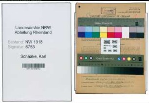 Entnazifizierung Karl Schaake , geb. 21.05.1901 (Galvaniseur)
