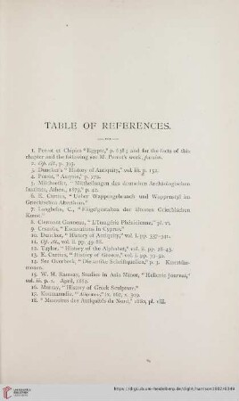 Table of References